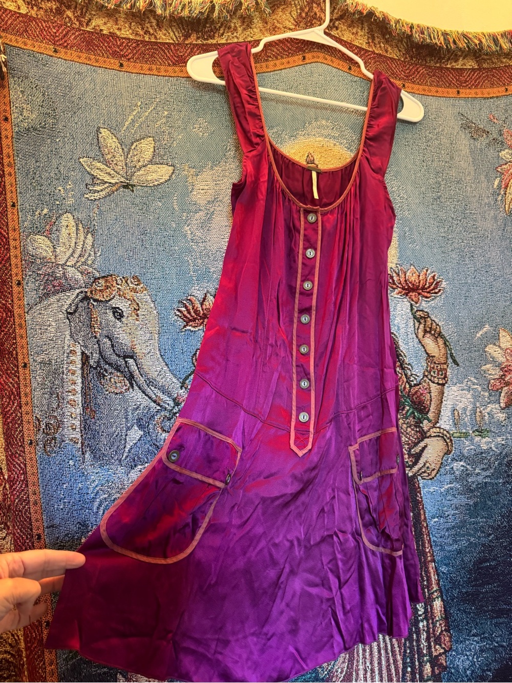 Free People Magenta Purple Button-Front Midi Dress